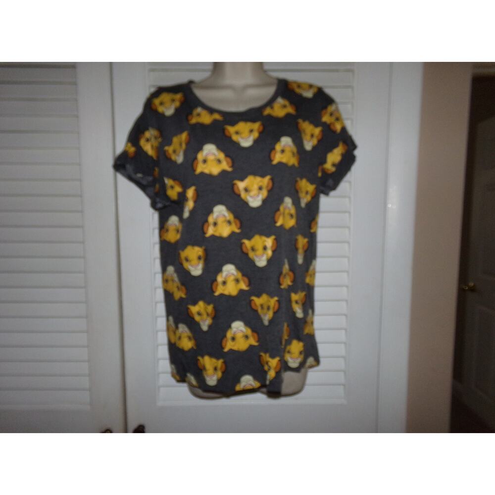 Disney The Lion King Simba all over print knit top L Cuffed sleeves